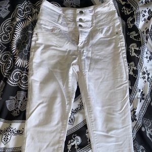 White high waisted skinny jeggings